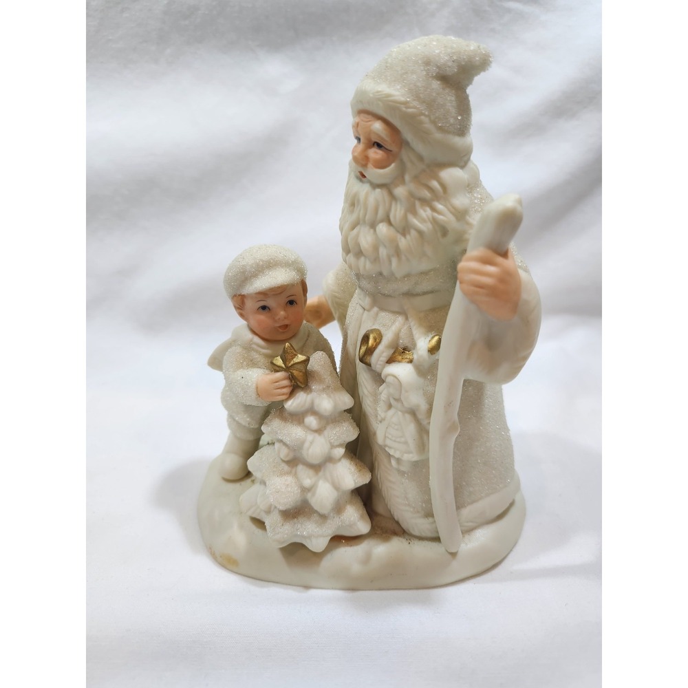 Father Christmas/Santa & Little Boy Puts Star On Tree~#8882~HOMCO~Made 1990-1999